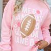 Women's Pink GAME DAY Rugby Football Graphic Pullover Sweatshirt - Image 2