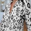 Women's Black Western Abstract Geometric Printed Maxi Dress with V Neckline - Image 3