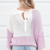 Women's Bonbon Neutral Colorblock Tie Back Sweater - Casual Fall Fashion - Image 2