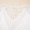 Women's White Lace Crochet Textured Button Back V Neck T-Shirt for Casual and Vacation Wear - Image 13