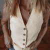 Women's White Slim Fit Buttoned V Neck Vest - Elegant Layering Piece - Image 3