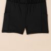 Women's Black High Waisted Drawstring 2-in-1 Color Block Bikini Shorts with Side Pocket - Image 23