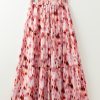 Women's Pink Abstract Watercolor Tie Dye Tiered Maxi Skirt - High Waist Bohemian Style - Image 8