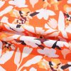 Plus Size Orange Floral Print Split V Neck Bubble Sleeve Midi Dress - Image 11