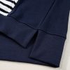 Women's White Stripe Color Block Exposed Seam Loose Fit Sweatshirt - Image 15