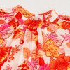 Gorgeous Women's Orange Floral Print Blouse with Pearl Button Keyhole and Long Puff Sleeves - Image 8