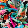 Women's Multicolour Floral Print Bubble Sleeve Ruffled V Neck Blouse - Image 13