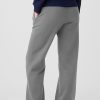 Women's Light Grey Solid Color Fleece Lined Drawstring Waist Casual Pants - Image 2