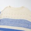 Women's Light Blue Open Stitch Puff Sleeve Sweater - Image 6