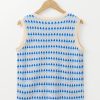 Women's Sky Blue Stripe Geometric Print Round Neck Slim Fit Sweater Vest - Image 6