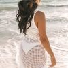 Women's White Crochet Fishnet Fringed Edge V Neck Beach Cover Up for Summer - Image 12