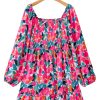 Women's Plus Size Rose Floral Smocked Square Neck Mini Dress - Image 23