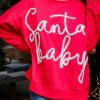 Women's Fiery Red Santa Baby Tinsel Graphic Oversize Sweatshirt - Image 2