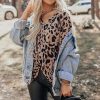 Women's Brown Leopard Print V Neck Half Sleeve Oversized Tee - Bold & Chic - Image 6