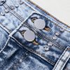 Women's Beau Blue Rhinestone High Waist Denim Shorts with Raw Hem - Image 10