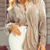 Golden Fleece Velvet Shirt with Chest Pockets - Long Sleeve for Women - Image 6