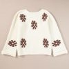 Women's White Colorblock Floral Pattern Long Sleeve Sweater - Image 13