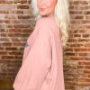 Women's Gossamer Pink Studded Star Graphic Oversized Long Sleeve Top - Image 3