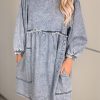 Women's Beau Blue High Waist Loose Fit Denim Mini Dress - Image 7