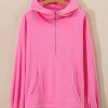 Women's Oversized Hoodie with Kangaroo Pocket - Bonbon Color - Image 6