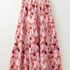 Women's Pink Abstract Watercolor Tie Dye Tiered Maxi Skirt - High Waist Bohemian Style - Image 9