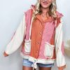 Women's Coral Quilted Textured Patchwork Hooded Jacket - Image 6