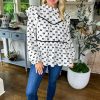 Women's White Bow Knot Print Ruffled Crew Neck Blouse with Piping Trim - Image 5