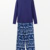 Women's Christmas Print Blue Solid Long Sleeve Top and Wide Leg Pants Loungewear Set - Image 6