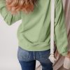 Women's Smoke Green Solid Drop Shoulder Fleece Lined Sweatshirt - Image 2