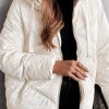 Women's White Solid Quilted Hooded Zip Up Puffer Jacket for Winter - Image 2