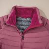 Women's Burgundy Solid Color Quilted Zip-Up Puffer Jacket for Winter - Image 14