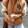 Women's Buckskin Corduroy Colorblock Bomber Jacket - Image 8