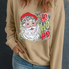 Women's Khaki HOHOHO Santa Claus Drop Shoulder Christmas Sweatshirt - Image 7