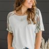 Women's White Chevron Patchwork Raglan Sleeve Knitted T-Shirt - Casual and Comfy - Image 13