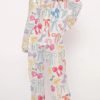Women's White Satin Pajama Set with Bolero Lapel and Bow Print - Image 2