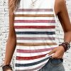 Women's Red Stripe Rainbow Sleeveless Round Neck Tank Top - Casual Summer Style - Image 5