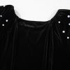 Women's Black Pearl Beaded Half Sleeve Velvet Top for Elegant Occasions - Image 11