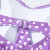 Women's Plus Size Purple Polka Dot Print Ruffled Knotted V Neck Tankini Set - Image 13