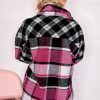 Women's Black Plaid Colorblock Loose Fit Shacket - Image 2