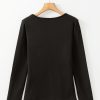 Women's Black Solid Scoop Neck Thermal Long Sleeve Top - Image 9