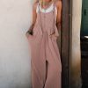 Women's DUNE Corded Adjustable Straps Wide Leg Loose Overall Jumpsuit - Image 4