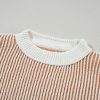 Women's Chestnut Striped Textured Knit Contrast Edge Loose Sweater - Image 10