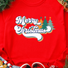 Women's Red Merry Christmas Graphic Crew Neck Pullover Sweatshirt - Image 5