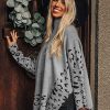 Women's Gray Leopard High Neck Oversized Side Slit Sweater - Image 4