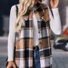 Women's Straw Yellow Retro Plaid Button-Up Collared Vest for Chic Casual Style - Image 3