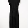 Women's Black Zipper Flutter Sleeve High Waist Jumpsuit - Chic and Casual - Image 8