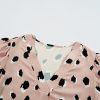 Women's Khaki Classic V Neck Leopard Print Long Sleeve Blouse - Image 8