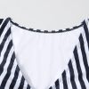 Plus Size Black Stripe 2-Piece Knot Cutout Ruffle Sleeve Swimsuit - Image 17