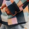 Women's Black Plaid Print Pocketed Half Button Collared Sweatshirt - Image 8