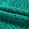 Women's Sea Green Cable Knit V Neck Hooded Sweater with Drawstring - Image 9